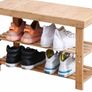 Bamboo Shoe Rack Bench 3 Tier Entryway Seat Shoe Organizer Storage Shelf Image 4