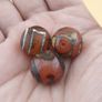Vintage Etched Carnelian Agate Beads Tribal Gemstone Lot of 3 Image 3