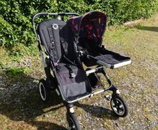 Bugaboo Donkey 3 Duo in aluminium/black, complete double buggy setup with lots of extras
