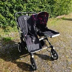 Bugaboo Donkey 3 Duo in aluminium/black, complete double buggy setup with lots of extras