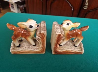 vintage fawn bambi bookends