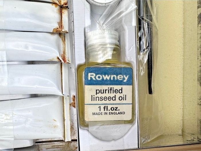 RARE Antique George Rowney No 9 Oil Colour Wooden Box Set - 1950s/60s Artist Case Prop