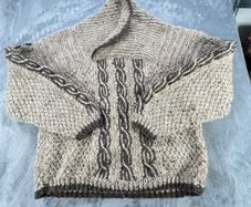 Vintage Donegal Woollen Products - 38 S - Chunky Shawl-Collar Wrap Neck Jumper