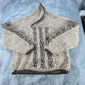 Vintage Donegal Woollen Products - 38 S - Chunky Shawl-Collar Wrap Neck Jumper