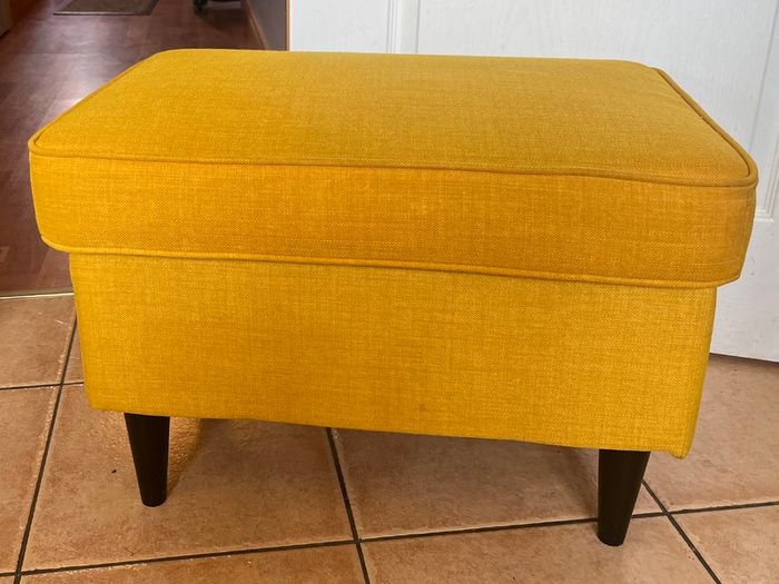 Ikea Strandmon footstool mustard yellow