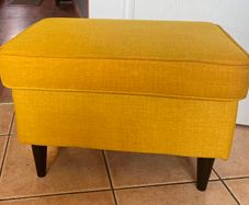 Ikea Strandmon footstool mustard yellow