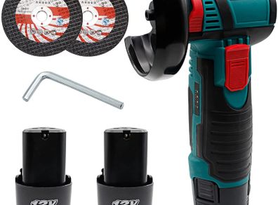 _Mini Angle Grinder, Mini Cutter Machine, 12 V Mini Brushless Wireless Grinder Tool, Portable Polishing Machine, Power Tools with 2 Diamond Cutting Discs