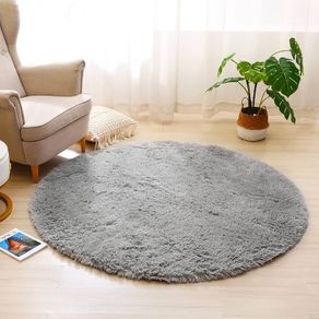 FREE SHIPPING Round Rugs for Bedrooms Fluffy Living Room Circle Area Rug Soft Shaggy Carpet for Kids Room Floor Mat (Grey, 80cm)
