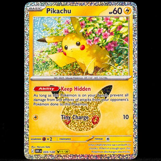 Pikachu 033/128 Holo Rare 11/30 30th Celebration Anniversary Pokemon Card