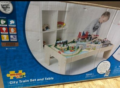 Train Table: Wooden Train table and train set