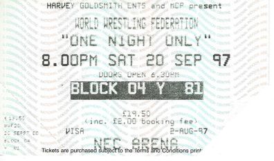 WWF One Night Only 1997 Ticket Stub - British Bulldog vs Shawn Michaels 0005