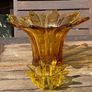 Mid Century Large Amber Color Handblown Vase Image 2