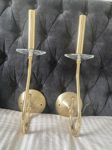 Gold-Plated Elegant Contemporary Wall Scones. Set of Two. Austria.  As New