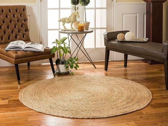 FREE P&P Hand Braided Natural Jute Rug Handmade Round Area Rug for Home Decor (60 x 60 cm)
