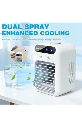 Portable Air Cooler, Personal Mini Air Conditioner, 3 in 1 Mini Evaporative Conditioner with Handle / 7 LED Light/Humidifier/Purifier/ 3 Speeds Desktop Cooling Fan for Home, Office and Bedroom