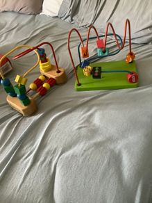 Two wooden bead maze activity toys