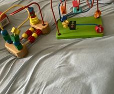 Two wooden bead maze activity toys