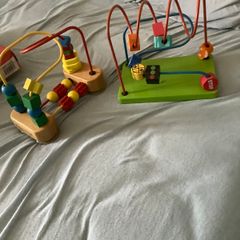 Two wooden bead maze activity toys
