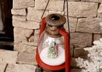 Christmas Snow Scene Lantern with Bronze Colour
