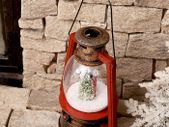 Christmas Snow Scene Lantern with Bronze Colour