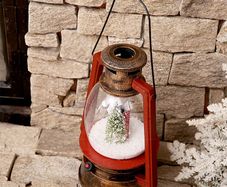 Christmas Snow Scene Lantern with Bronze Colour
