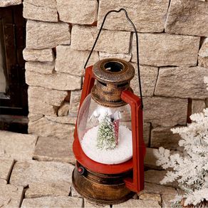 Christmas Snow Scene Lantern with Bronze Colour