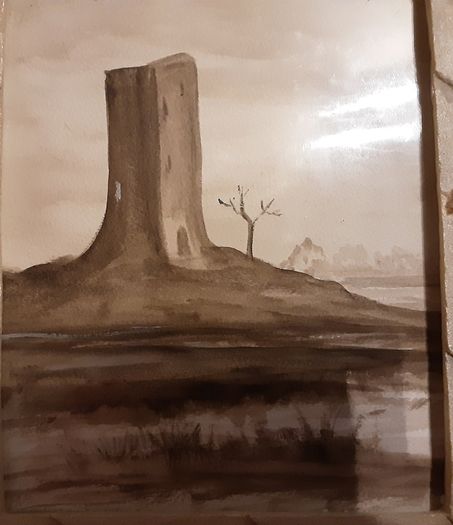 water colour picture of ferry carraig