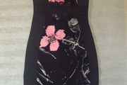 Black and pink floral bodycon dress  QUIZ