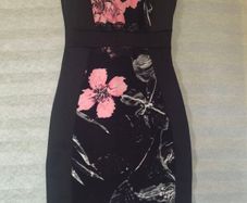 Black and pink floral bodycon dress  QUIZ