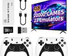 Retro Gaming Console Video Game Console 2 Game Controllers, 64GB Built-in Memory Card 30,000+ Games, 1080P/720P HD Screen-green