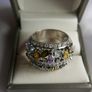 925 Silver Ring Pear Tourmaline Sapphire Natural Gemstone Jewelry Size P - 11,40g Image 4