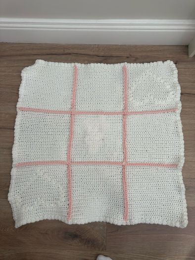 Hand made crochet Pink & White baby blanket