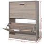 Oak Look Wooden Shoe Cabinet with 2 Compartments Image 4