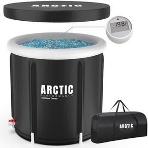 Ice Bath Tub for Recovery 400L XL Portable Cold Water Therapy Tub for Athletes  5-Layer Insulated Cold Plunge Pool with Thermo-Tech Thermometer & Bag Outdoor Black