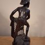 Tall Asian Rosewood Carved Fisherman statue Image 2