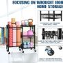 3-Tier Heavy Duty Carbon Steel Gym Storage Rack with Lockable Wheels  Hooks  Fitness Organizer for Dumbbells, Yoga Mats, Kettlebells  Resistance Bands 120KG Load for Home Gym Image 7