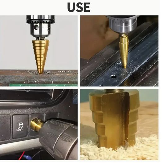 3pcs Drill Step Titanium Coated High Speed set - High Precision, Multi-Size for Wood & Metal, Durable & Versatile Free viewing