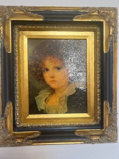 Pair of Vintage Style Framed Prints - Ornate Black & Gold Frames