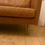 Three seater contemporary tan leather sofa Image 5