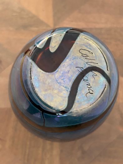 Colver France art glass, signed, iridescent blue, collectors item, vase