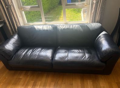 Black Leather Sofas x 2