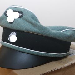 WW2 German Waffen SS NCO Officer Crusher Cap Wool/Leather Reenactment Replica Reproduction WWII Nazi