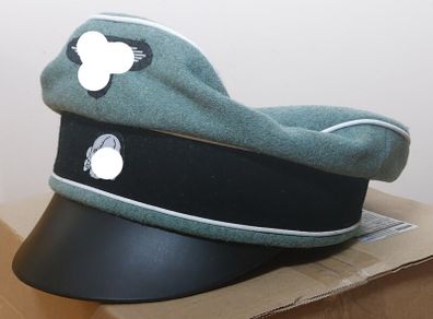 WW2 German Waffen SS NCO Officer Crusher Cap Wool/Leather Reenactment Replica Reproduction WWII Nazi