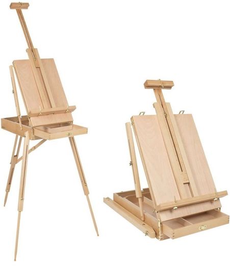 Wooden Easel & Painting Storage Box with Drawer, Shoulder Strap, Palette,Indoor Outdoor Field Folding Portable Easel, Box Easel Sketchbox for Painting, Sketching, Display (FREE POSTAGE)