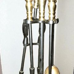 Fireplace tool set brass handles 40cm