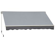 4 x 2.5m Manual Retractable Patio Awning Window Door Sun Shade - Grey