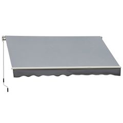 4 x 2.5m Manual Retractable Patio Awning Window Door Sun Shade - Grey