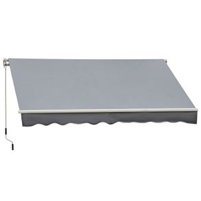 4 x 2.5m Manual Retractable Patio Awning Window Door Sun Shade - Grey