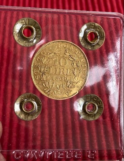 Vatican 1869 10 Lire Gold Coin Papal State Rare low mintage 5944!