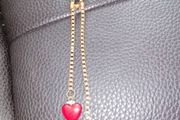 Nice red love heart long necklace